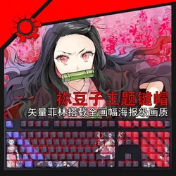 108 Keys/set Kamado Nezuko Keycap PBT Dye Sub Backlit Keycaps Cartoon Anime Gaming Key Caps For ANSI 61 87 104 108