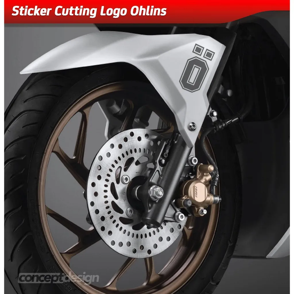 Ohlins Logo Vinyl Sticker White Cutout Decal Waterproof UV Resistant Transfer Tape Graphic for Motorcycle Fork Car Bike Frame