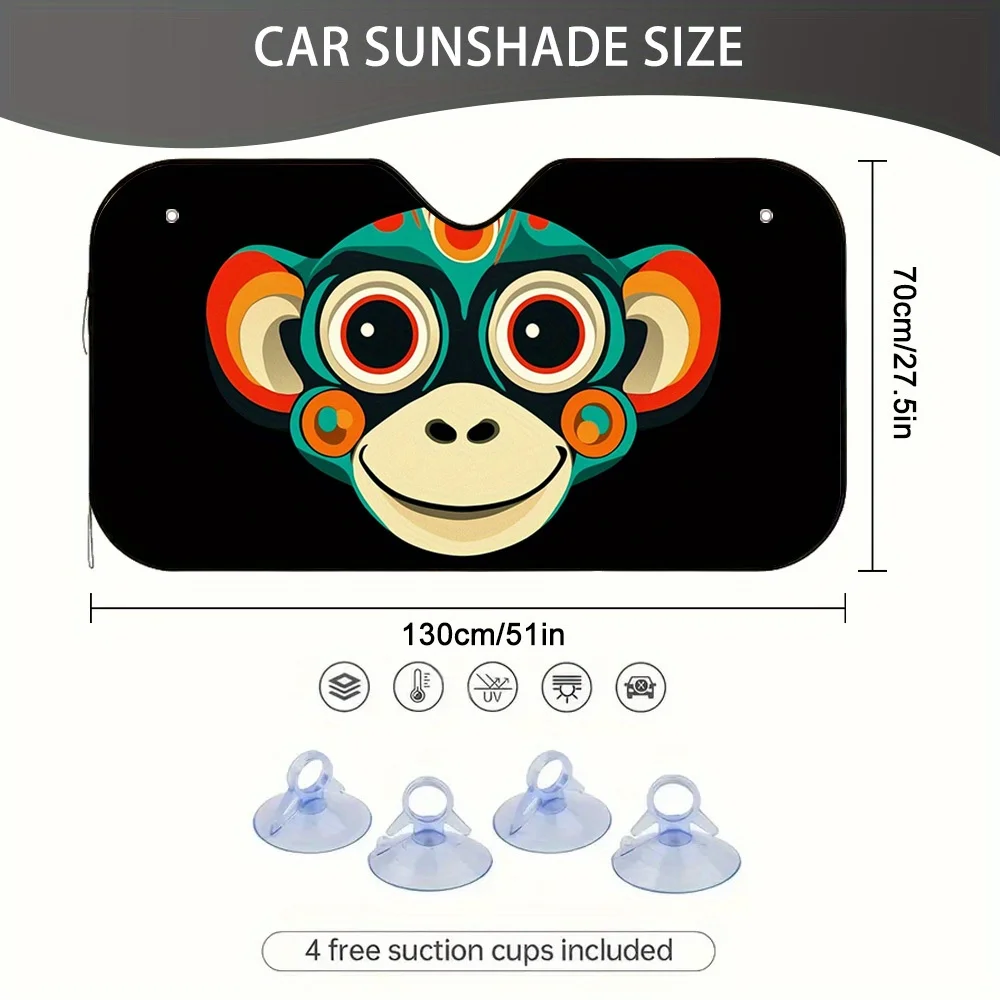 1pc Colorful Monkey Face Car Sun Visor - Fit For All Drivers, Durable & Stylish Design, Reduces Eye Strain & Improves Driving Co