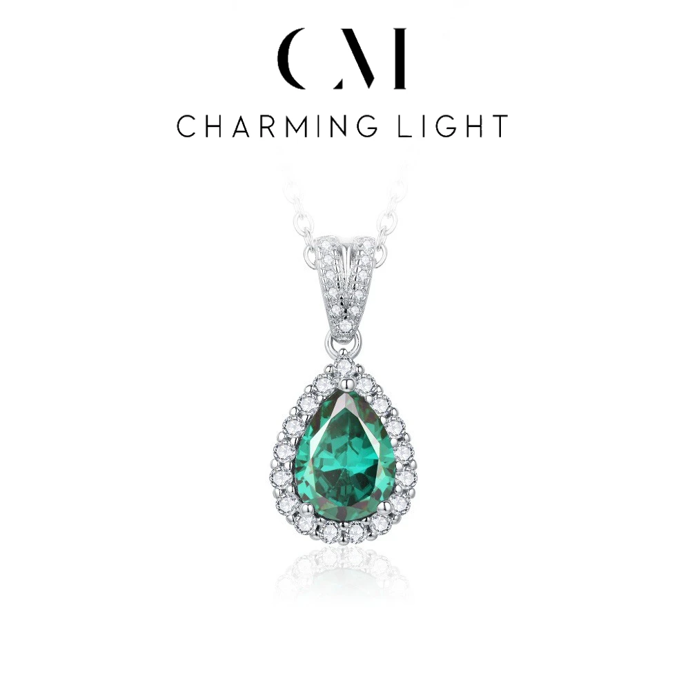 

CHARMING 2025 Created Emerald Necklace Pendant Moissanite Diamonds 925 Sterling Silver Personalitie Jewelry With Certificate New