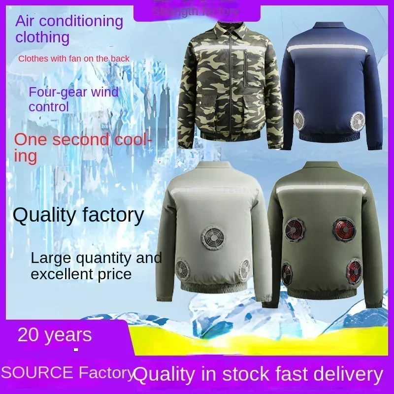 Outdoor 4 Fan Air Conditioner Men's Travel Ultralight Air Conditioner Vest Clothes Jacket Sun Windbreaker Fishing Work Clothes