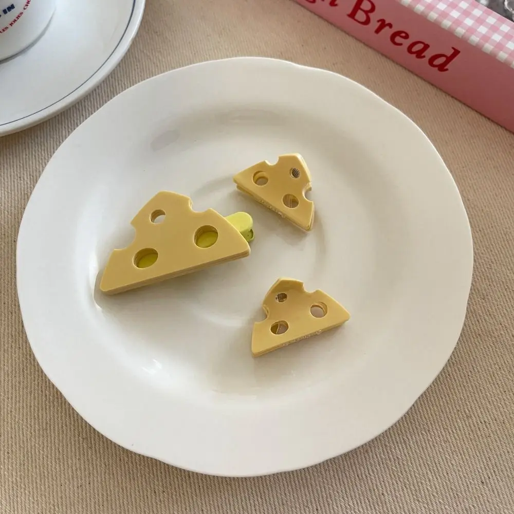 Pinza de agarre de queso de plástico divertida, tocado amarillo, horquillas huecas, triángulo, garra de pelo de queso pequeña, adorno para el cabello