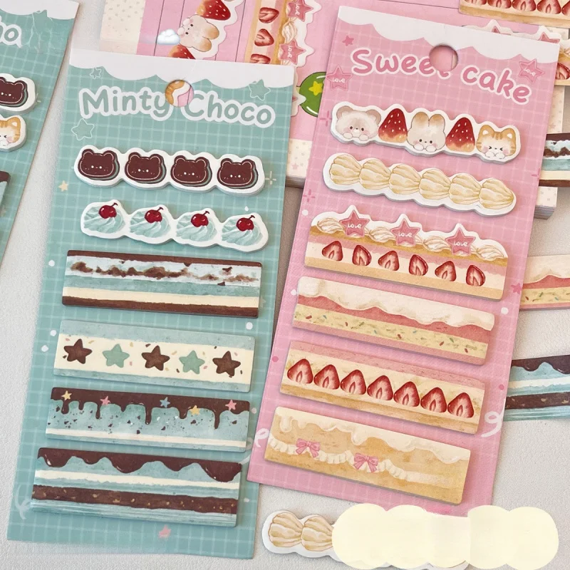 120sheets Mint Cake Strawberry Cake Sticky Notes Index Tabs，Creative Label For Planner, Envelope, And Gift Box Decoration