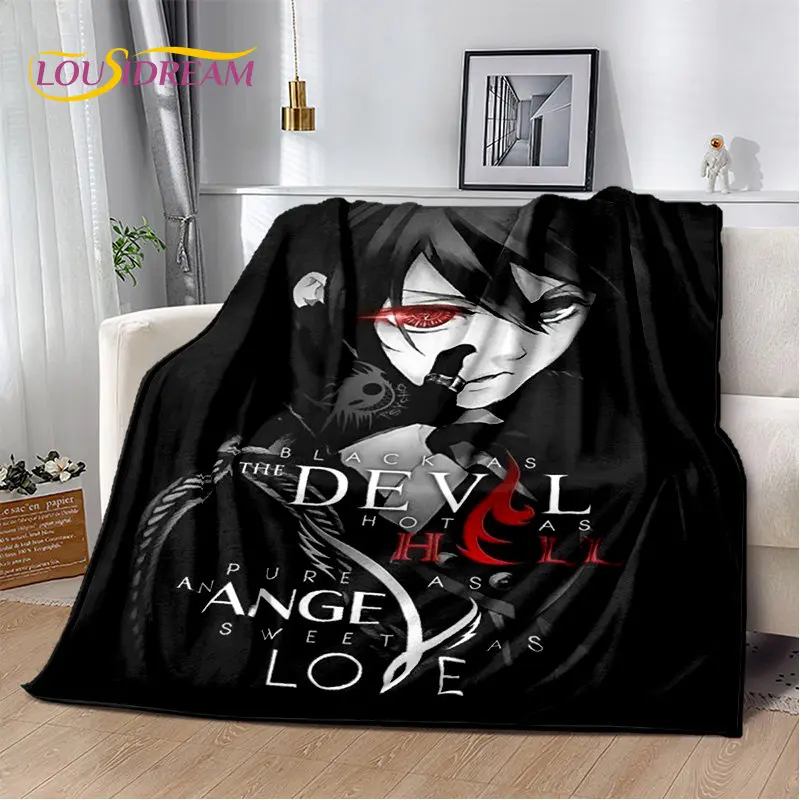 Black Butler  Anime Cartoon Soft Plush Blanket,Flannel Blanket Throw Blanket for Living Room Bedroom Bed Sofa Picnic Cover  Kids