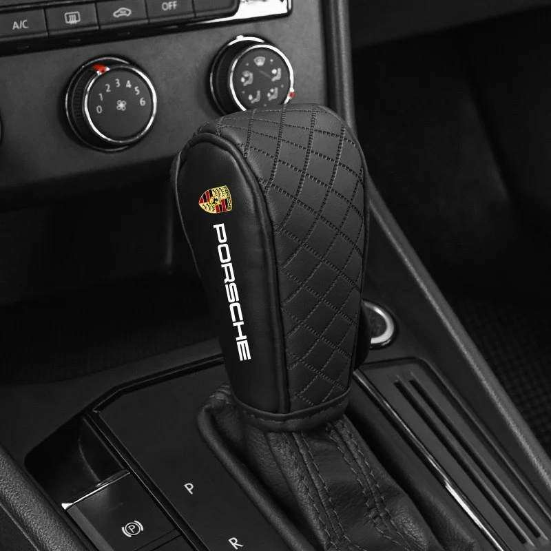 Car Gear Shift Knob Handle Cover Non-Slip Change Lever Gearshift Cover For Porsche Cayenne Panamera Macan 911 718 Taycan Boxster