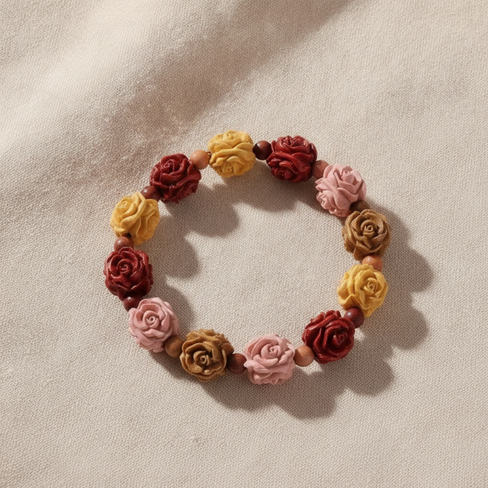 Cypress Wood Bracelet Textured Floral Carved Wood Bracelet Jewelry Multicolored Fashion for DIY Craft Enthusiasts
