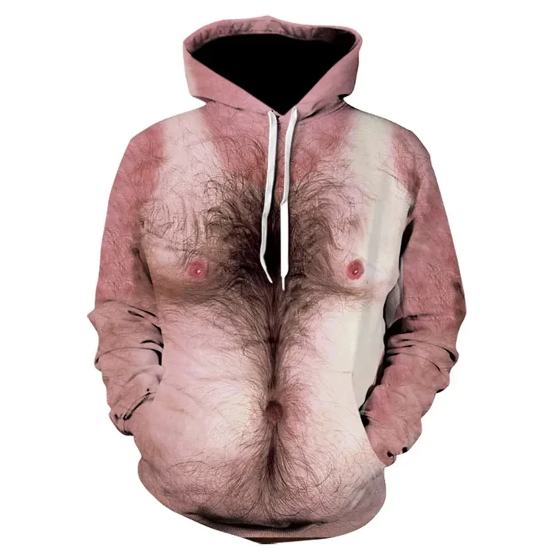 

3D Printing Chest Hair Funny Hoodies for Mens Casual Long Sleeve Pullovers Sweatshirts Tops Men Ugly Sweater Streetwear