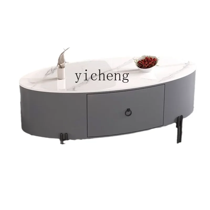 YY New Light Luxury Rock Board Coffee Table Living Room Home Small Apartment Multi-Functional High-End Tea Table