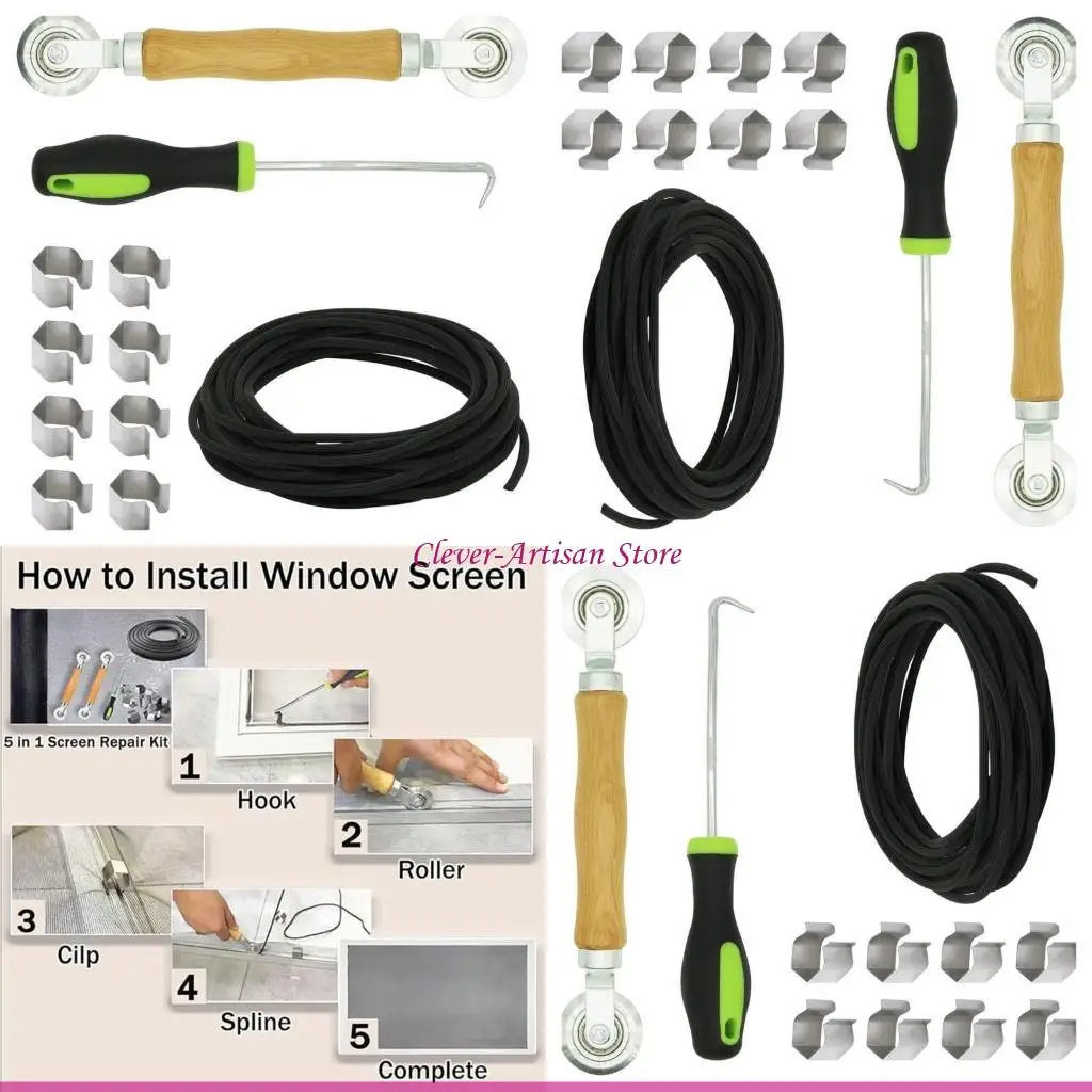 

E06B Screen Repair Screen Roller Tool, Steel Roller with Bear Screen Clip