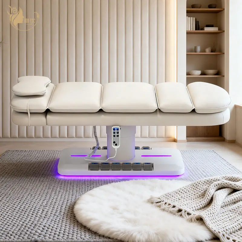 Tri Motor Height Adjustable Massage Bed With PU Upholstery For Spa Facial Therapy And Commercial Salon Treatment