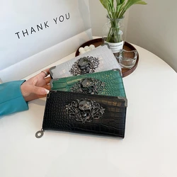 New 3 Color Skull Style Long Wallet Luxury Women Trend Purse Wallet Card Holder Female Clutch Long Purse Multi-card Holder