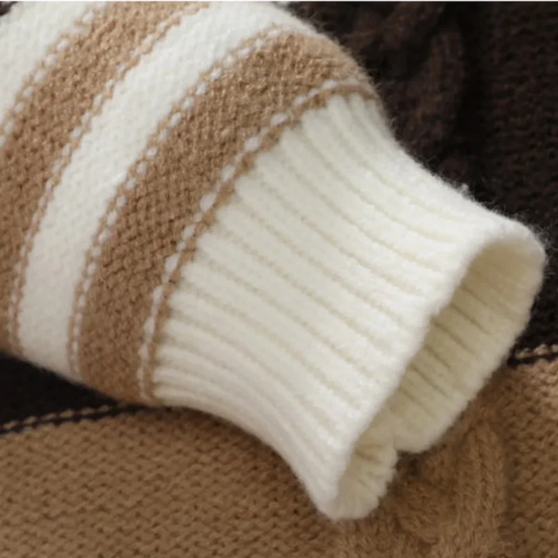 Luxus Herren neue Herbst Winter lange Ärmel Strickpullover Stehkragen Knopf Jacquard warm halten Pullover Mode Freizeit Trend Tops