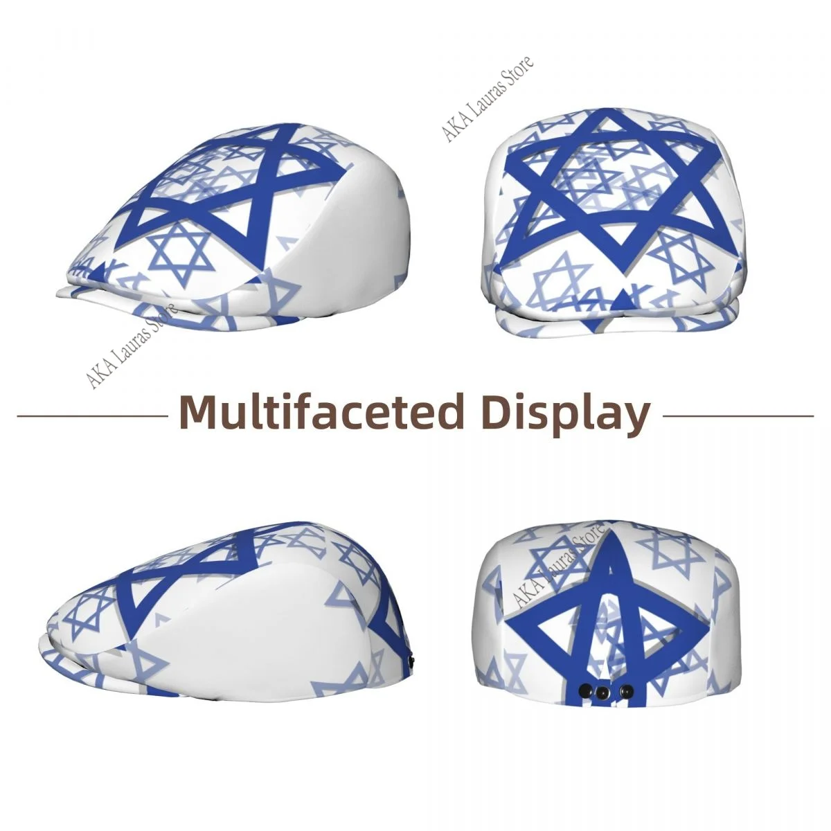Newsboy Cap Peaky Octagonal Hat Vintage Casual Cap Israel Flag Berets Visor Gatsby Flat Ivy Hat