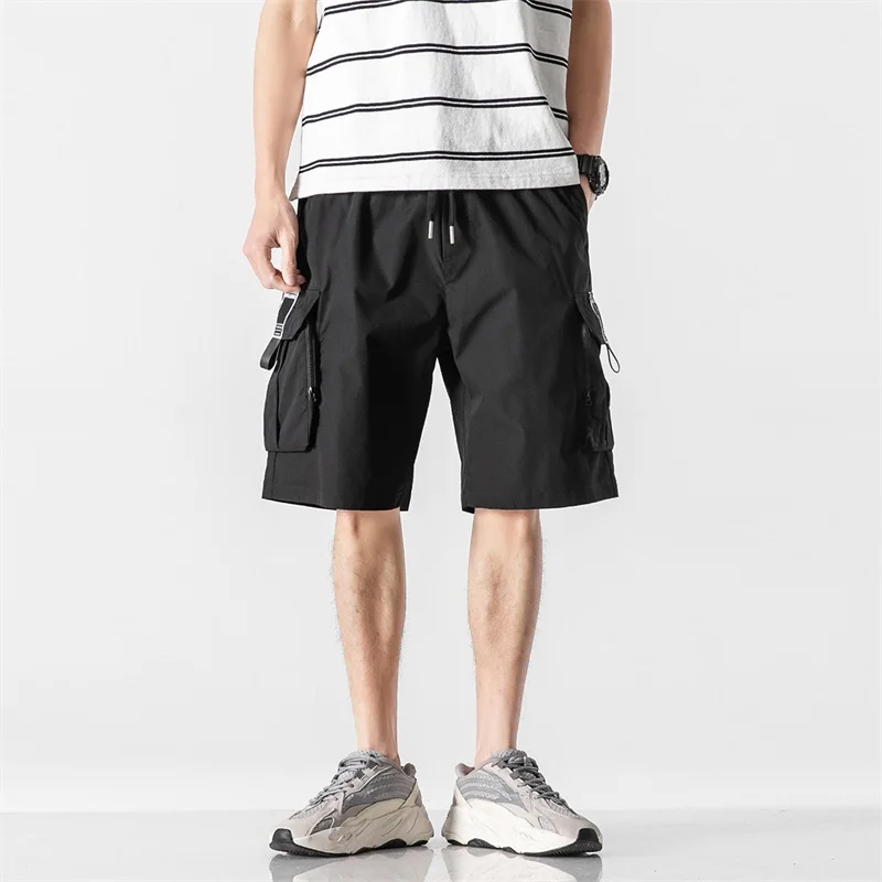 Short cargo en coton pour homme, pantalon court, jogging de gym, monochrome, décontracté, droit, sports de plein air, mode, été, nouveau, 2023