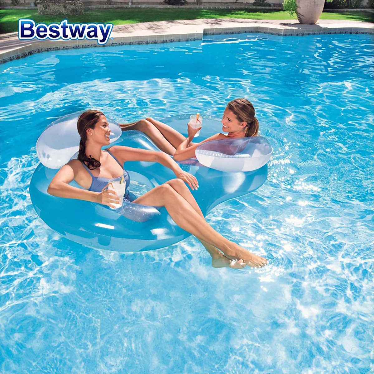 Bestway 43009 Aquatic Inflatable Waterbed Float Drainage Sports Adult Inflatable Swimming Circle Inflatable Float Bed Mattress