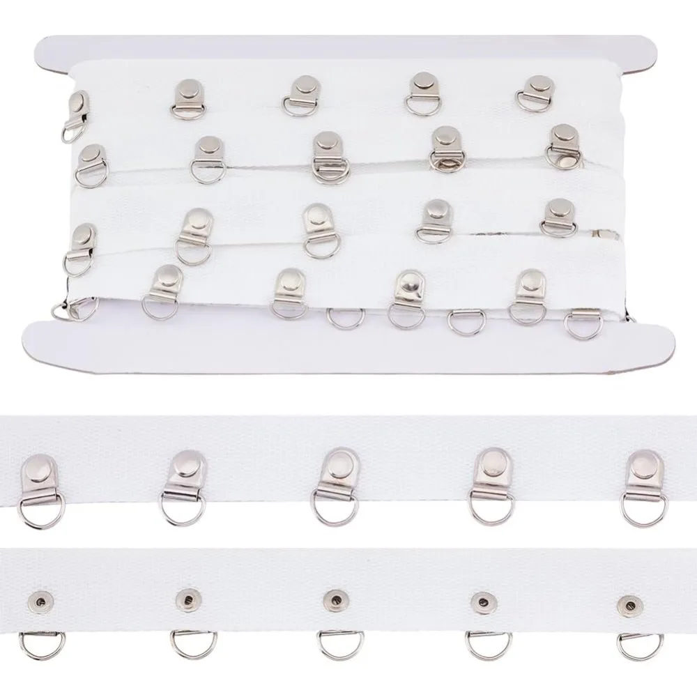 

6 ярдов полиэстеровой ленты с железными застежками, аксессуары для одежды, белая, 1-1/4 дюйма (32 мм)