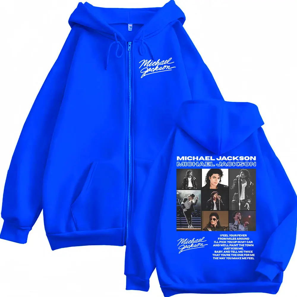 King of Pop Michael Jackson Tour Zipper Hoodies Herrenmode High Street Jacke Sweatshirts Lässige Oversize-Pullover mit Reißverschluss – Detail 5