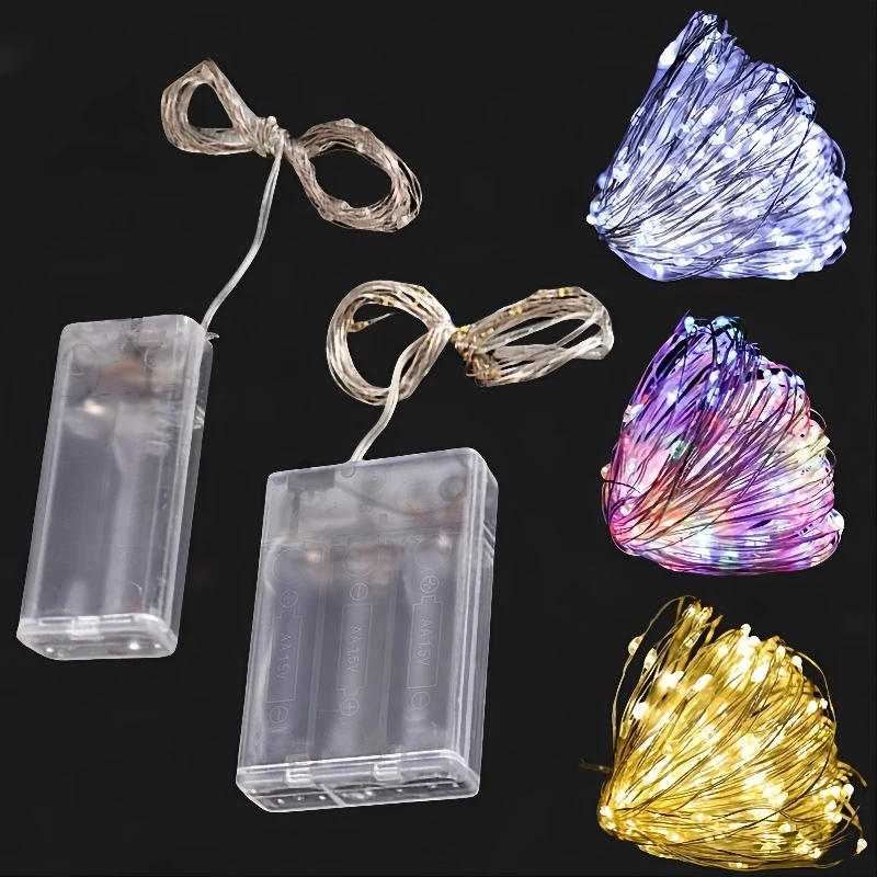 Copper Wire Fairy String Lights with Battery Box Indoor Steady On Mini LEDs for Bedroom Mirror Shelf Christmas Party Home Accent