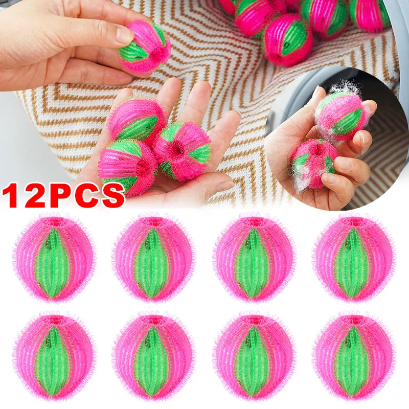 

12pcs Washing Machine Laundry Balls Hair Remover Lint Catcher Fluff Cleaning Balls Reusable Dirty Collection Laundry Ball