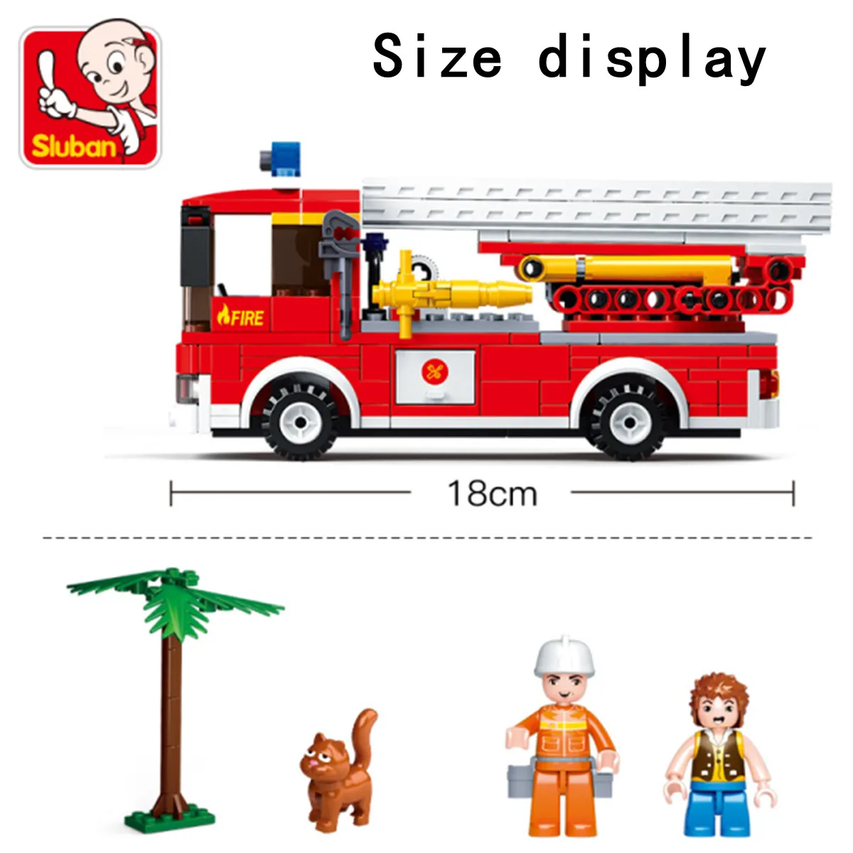 Sluban Building Block Toys City Fire Fighter 269PCS Bricks B0625 Aerial Ladder Fire Truck Compatbile With Leading Brands