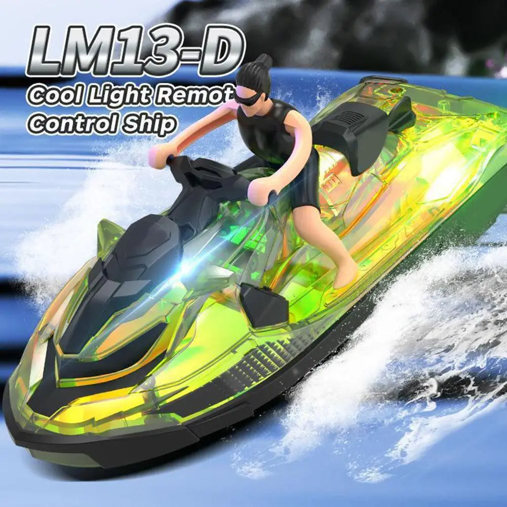 RC Remote-controlled Motorboat Rowing High-speed Boat Electric Racing Ship Speedboat Water Light Competition 2.4GHz Toys For Boy