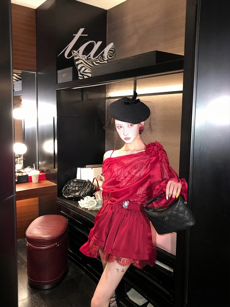 

PITAO Оригинальный модный индивидуальный комплект: топ и шорты с длинным рукавом, круглым вырезом, в китайском стиле, женская повседневная одежда для осени и весны