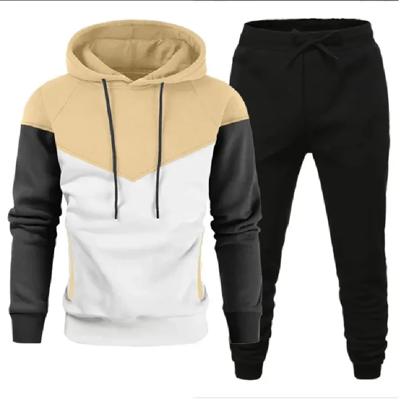 2024 New Men's Sports Running Set Autumn and Winter with Velvet Warm and Fashionable Trendy Brand Hoodie and Pants Two Piece Set