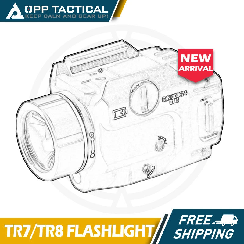 Tactical TR7/TR8 LED Pistol Gun Light With Red Dot Laser Pointer Sight For Glock 17 19 CZ75 1911 20mm Rail