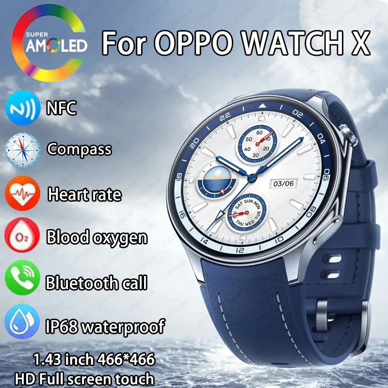 For HUAWEI IOS Watch X High-End Business Watch AMOLED Screen Smartwatch Men Heart Rate Sport Fitness Waterproof Bracelet 2024New