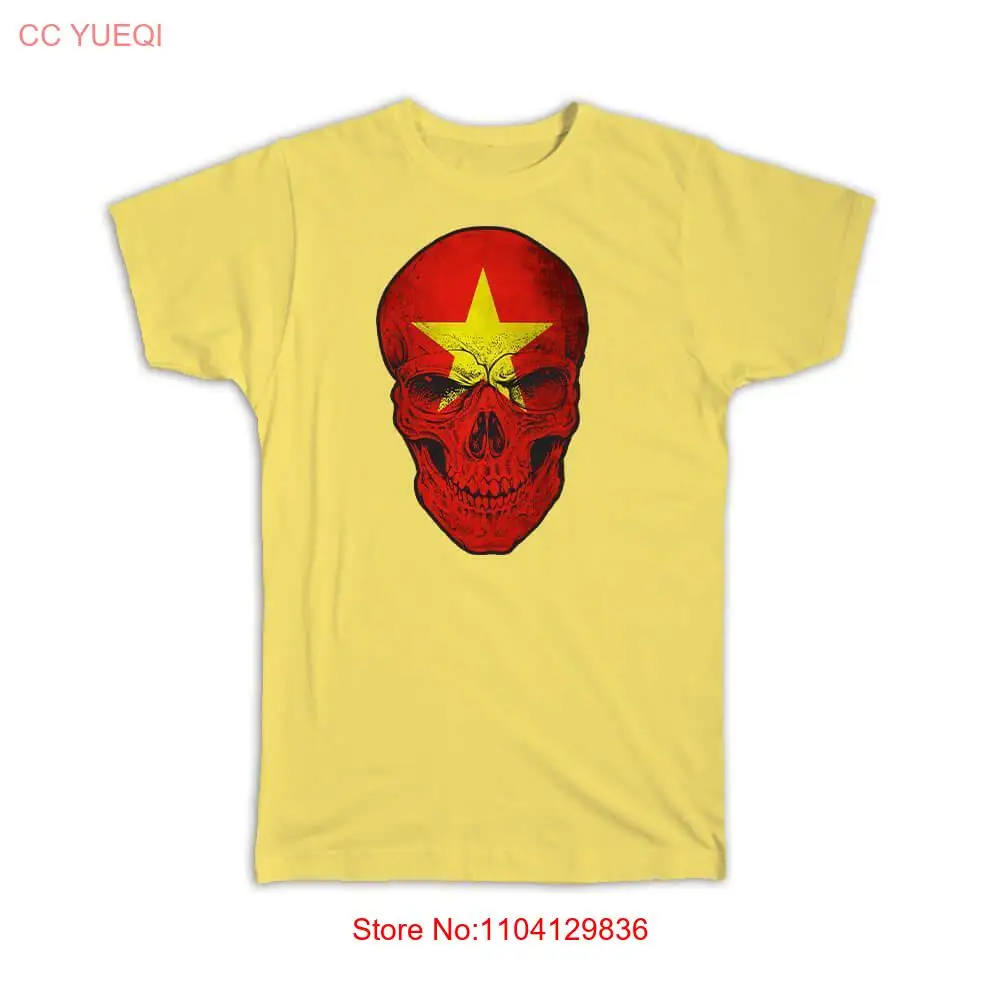 Gift T-Shirt : Vietnam Flag Skull Vietnamese National Colors