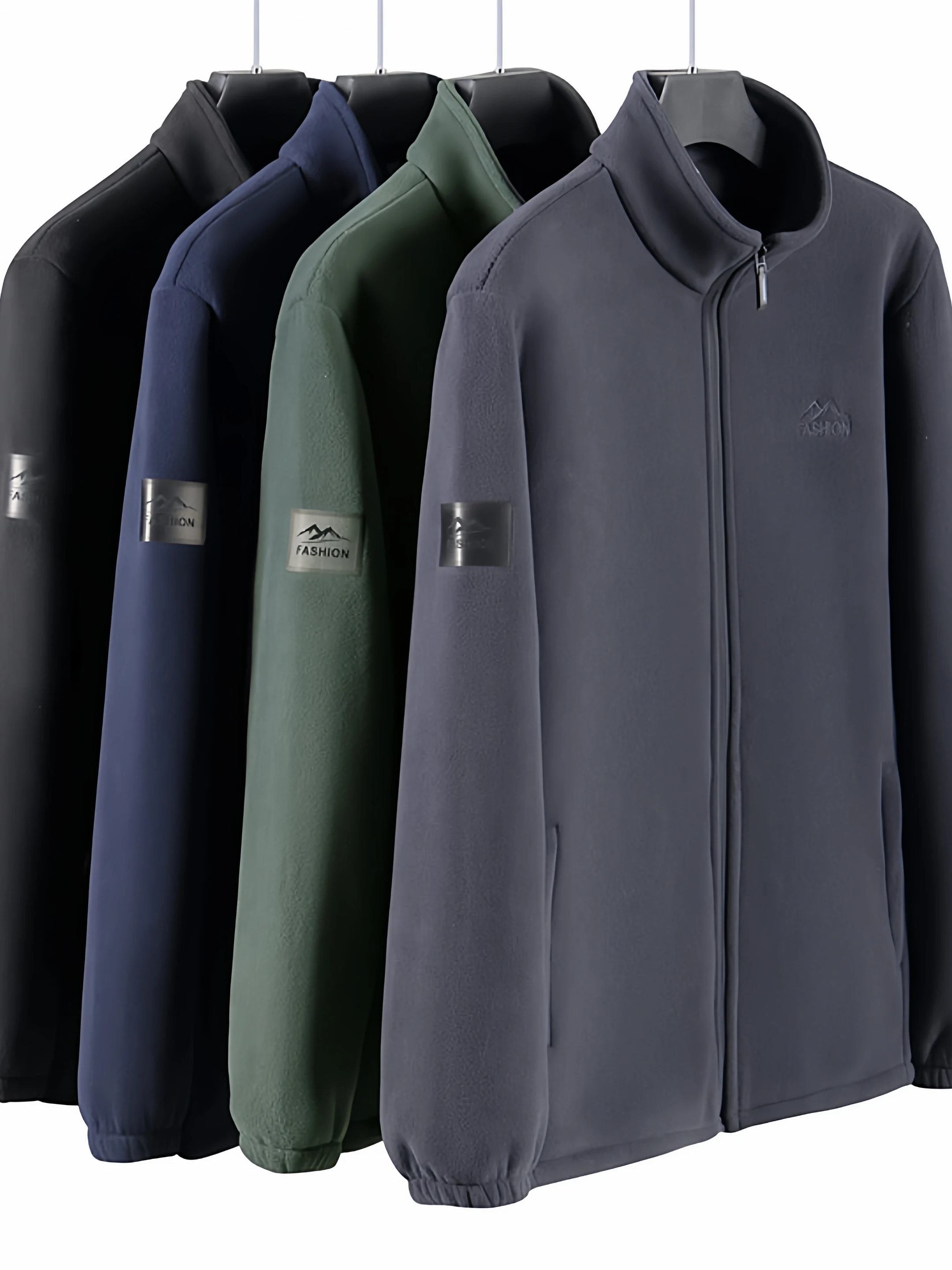 

Men's Fce Windproof Warm Long Sve New Sle Fce Jaet Outdoor Casual Pure Color Polyester Fiber Thiened Zipper Cl...