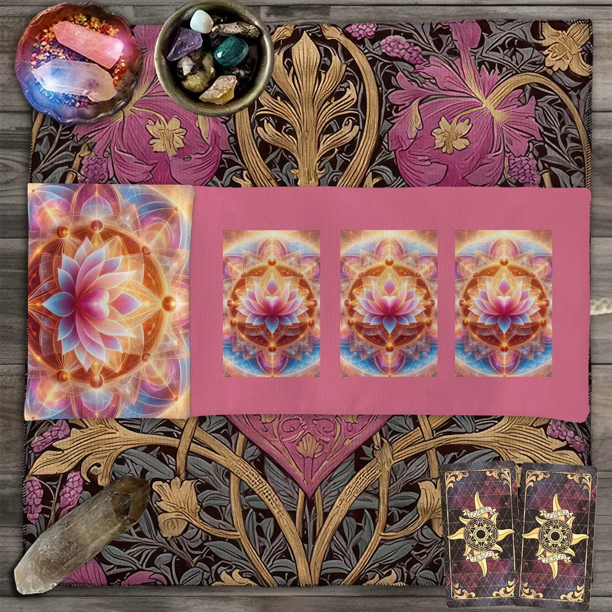 Lotus Tarot Aufbewahrungstasche Tarot Stoff Wahrsagerei Tasche Geometrische Struktur Spirituelle Atmosphäre Wrap Beutel Aufbewahrungstasche
