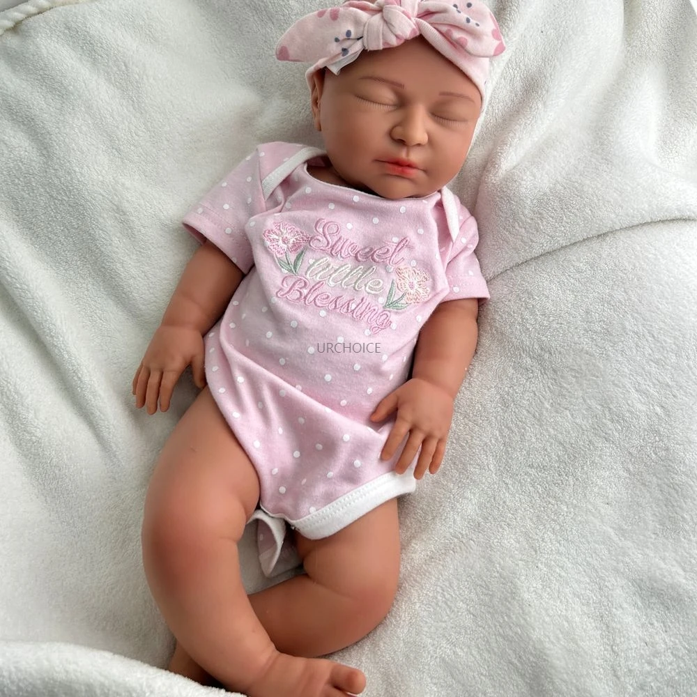 Lavable 22 pulgadas bebé niña realista de silicona renacido muñeca suave textura exquisita detalles muñeca para compañero colección niños juguete