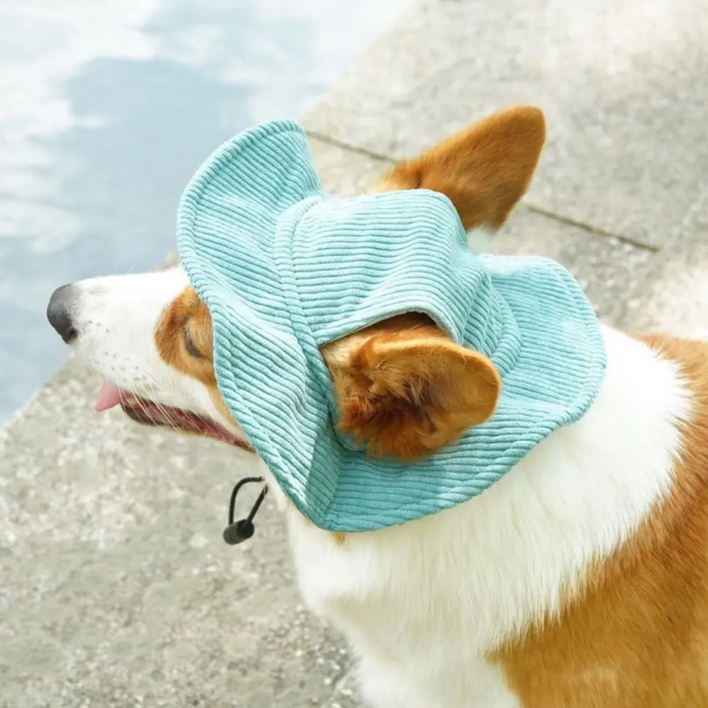 Adjustable Pet Bucket Hat with Ear Holes - Breathable Sun Protection Cap for Dogs & Cats