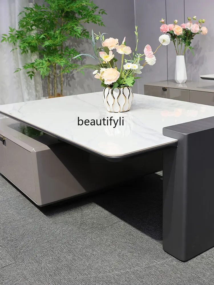 Stone Plate Coffee Table TV Cabinet Italian Minimalist Rotatable Living Room Modern Minimalist Stretchable