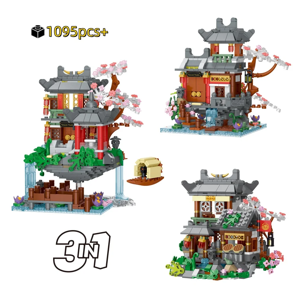 

Креативный конструктор в китайском стиле «Цветы персика» 3-в-1 с подсветкой, развивающая STEM-игрушка, набор для сборки модели, подарок на день рождения