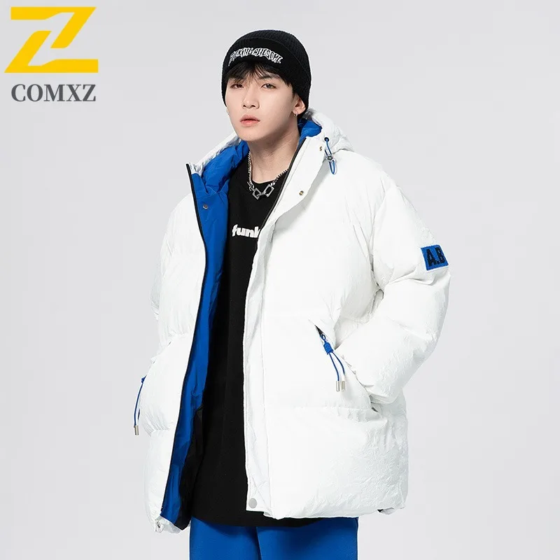 

COMXZ мужское пальто-паркер, однотонное классическое зимнее пальто для пешего туризма, теплая уличная зимняя куртка для кемпинга, путешествий, ветрозащитная дизайнерская стеганая куртка
