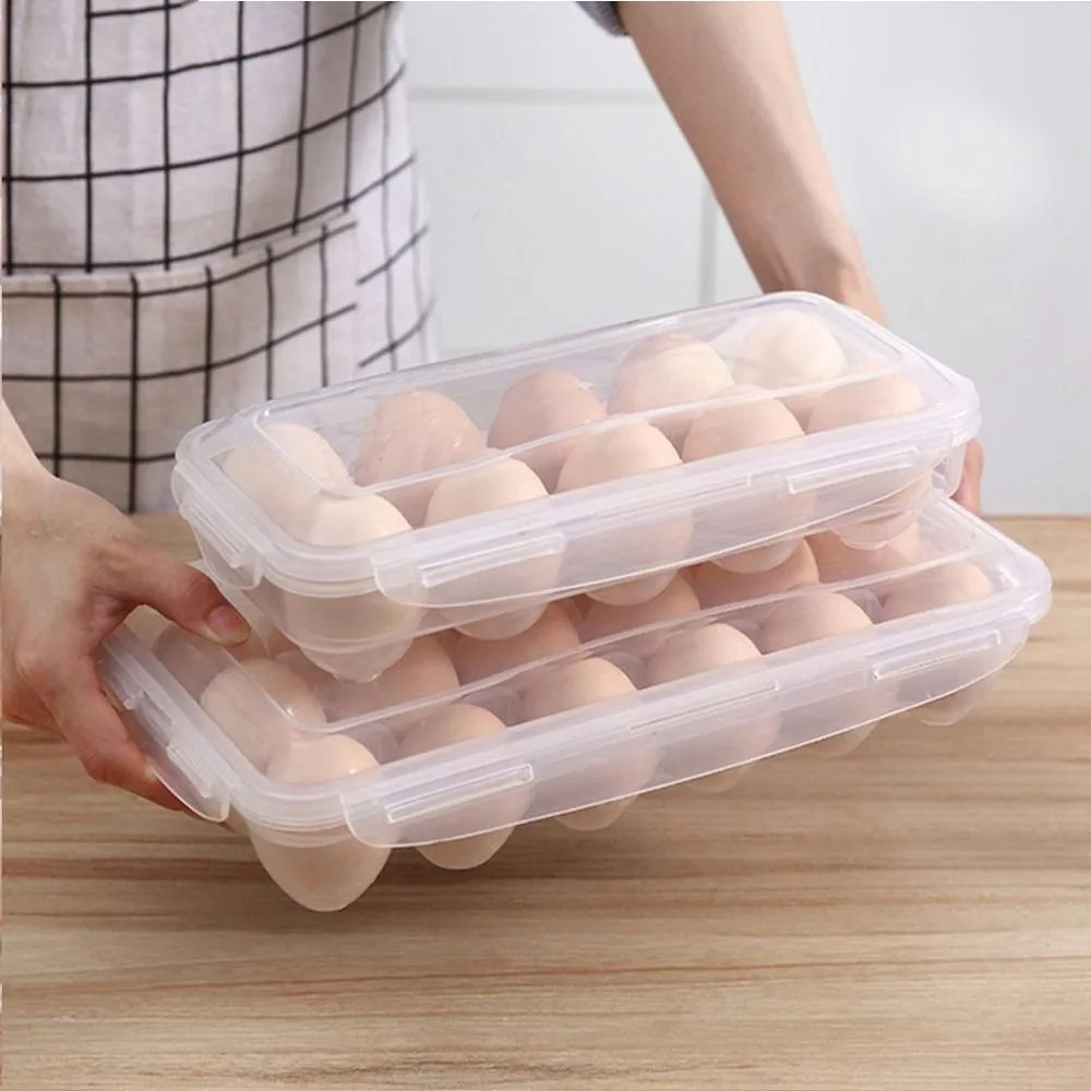 10/18 Grid Egg Storage Box Portable Transparent Fresh Preservation Fridge Egg Organizer with Lid Egg Drop Rack Kitchen