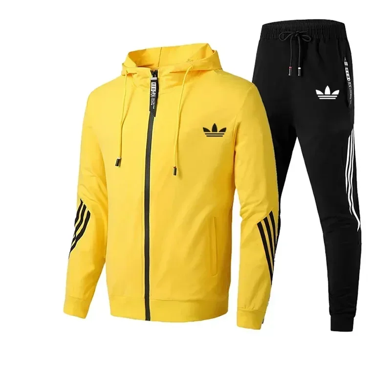 بدلة الركض الجديدة للرجال 2025، سترة، هوديي، سترة، بنطال رياضي، بدلة مكونة من قطعتين، سترة خريف وشتاء غير رسمية على الموضة للرجال