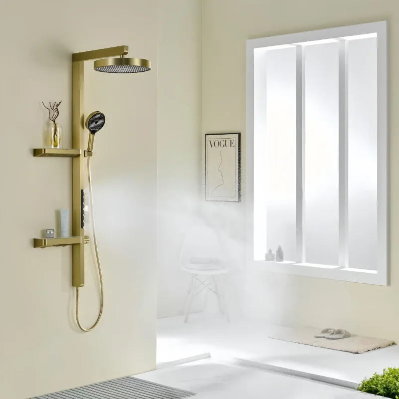 Set shower lengkap, meja penyimpanan dua lapis, semprotan pinggang untuk mandi, lampu ambient digital supercharged