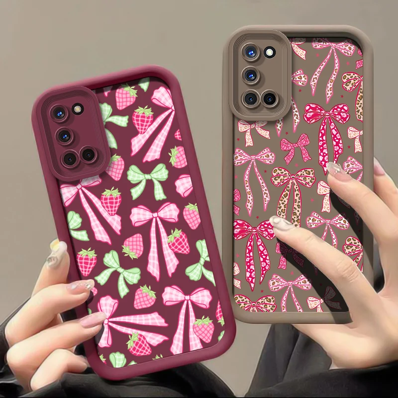 Funda de teléfono para OPPO Realme Narzo 50i 50A Prime 70X 60X GT 6 Neo 530A 20A N65 N63 N55 N53 diseño de nudos de lazo de fresa funda suave