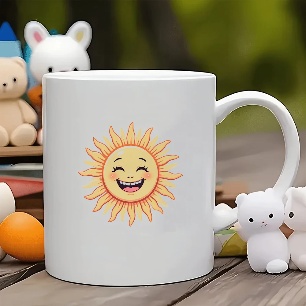 كوب كارتون Sun Smile سعة 11 أونصة للأطفال للمشروبات الباردة والساخنة كوب مكتب عائلي لعيد الميلاد
