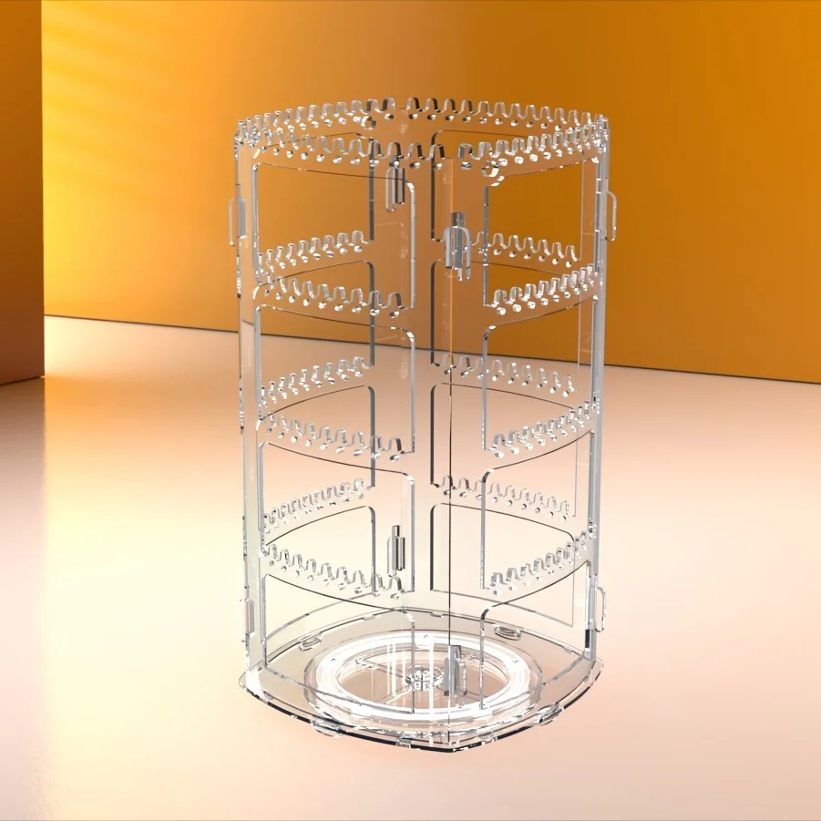 1pc 360 Transparent Rotating Earring Holder, 4 Layers Jewelry Display Stands For Earrings Bracelets Necklaces