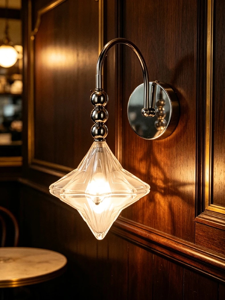 French Medieval Star Wall Lamp Bedroom Bedside Light Retro
