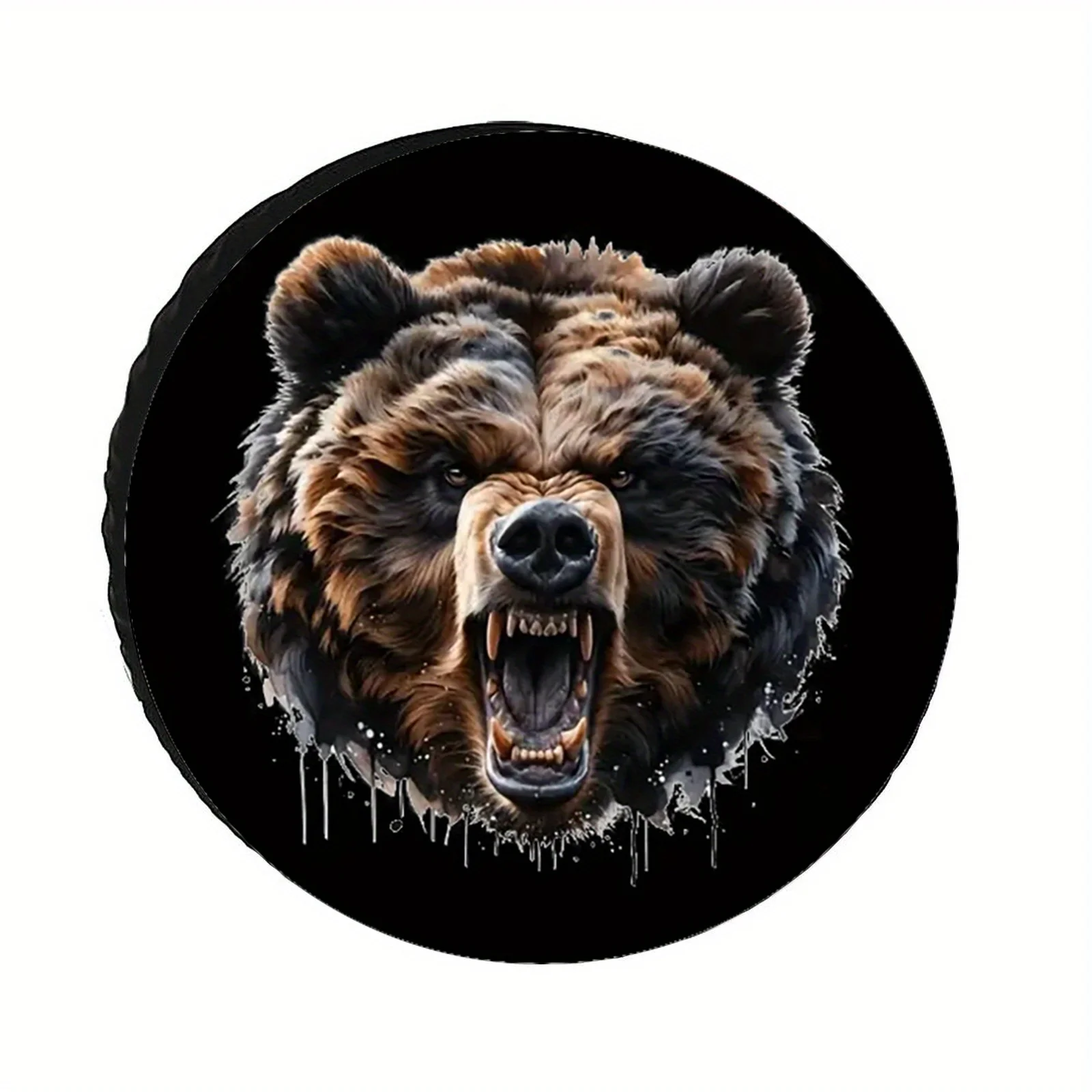 

Stylish Brown Bear Pattern Tire Cover For RVs, Campers & Travel Trailers – Available In 28"/30"/32"/34" Sizes, Polyester Materia