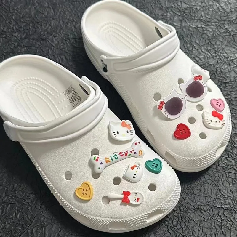 Cute Cartoon Bowknot Shoe Charms DIY Hole Shoes Detachable Buckle Slides Sandals Garden Shoes Accessories Girls Festival Gifts