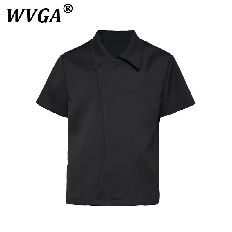 

WVGA New Men's Tide Y2K High Street C-Button Design Short Sleeve Shirts Summer Punk Dark Niche Chic Casual Trendy Tops Ins W8337