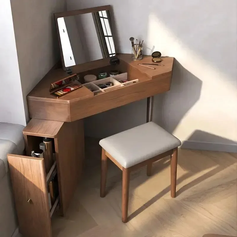 

New solid wood corner dresser triangular desk with integrated drawers, ideal for small bedrooms as dresser storage units