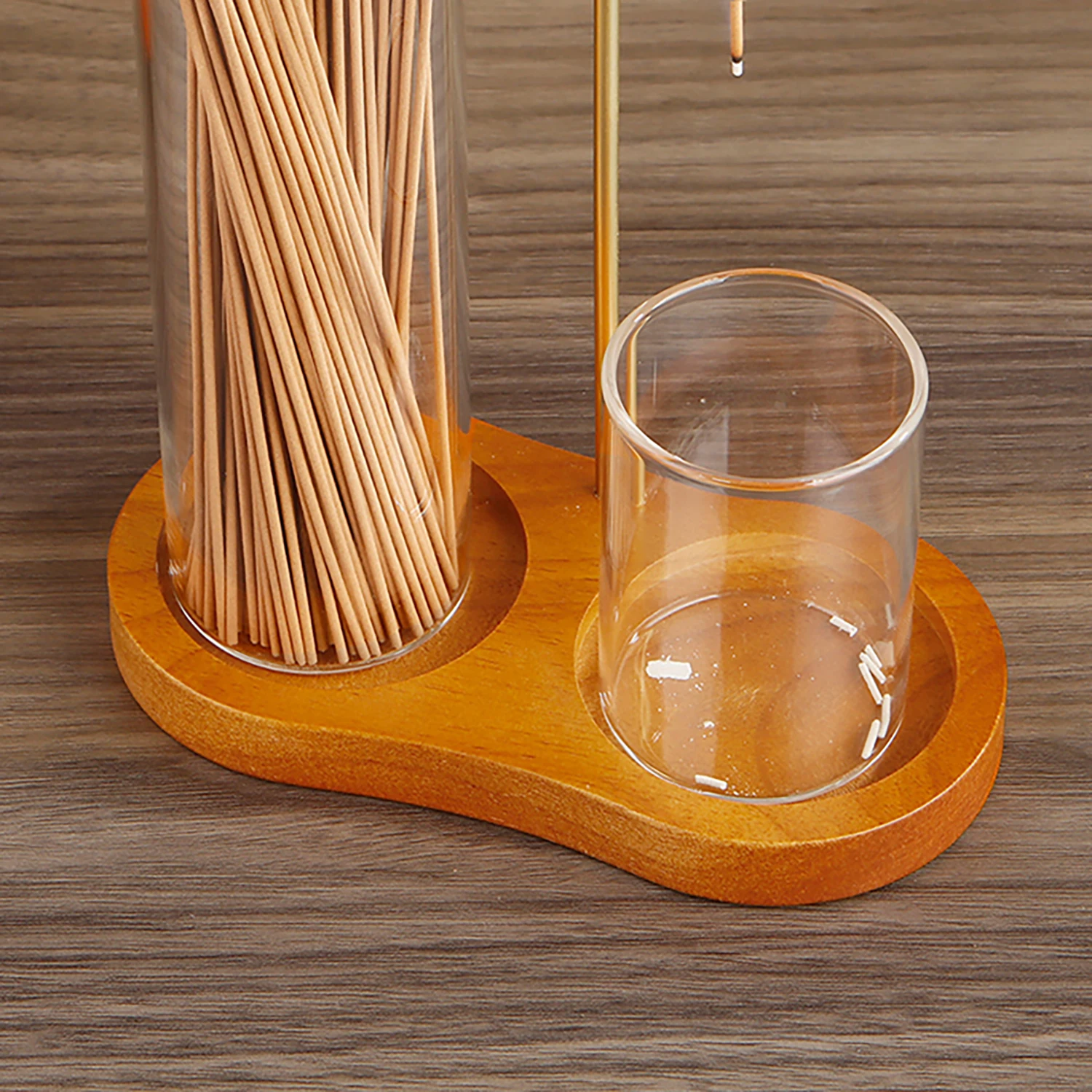 Glas-Räucherstäbchenhalter mit Anti-Asche-Funktion, Metallclip und Räucherstäbchen-Aufbewahrung für Yoga und Heimdekoration – Detail 7