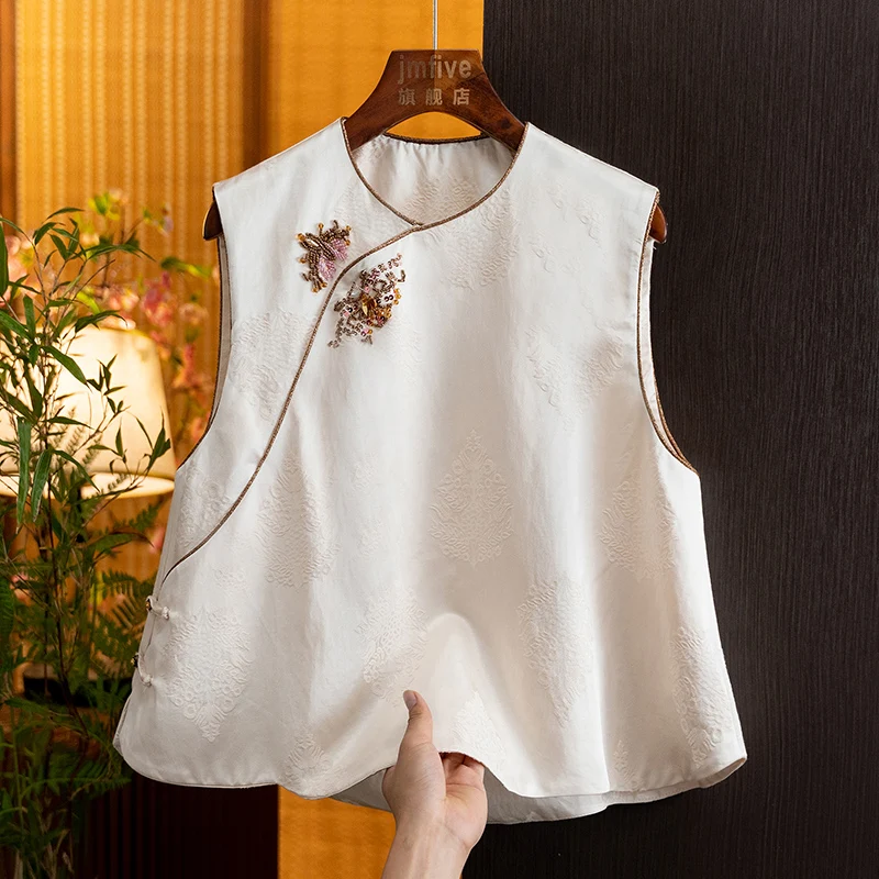 New Chinese-Style Versatile Loose-Fitting Slimming Jacquard Vest 2026 Autumn New Product National Style Vest